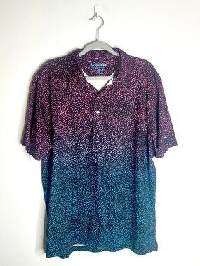 Chubbies Men's Ombre Polka Dot Golf Polo Shirt Short Sleeve Outdoor Sz Large